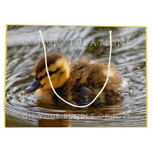 ベビーのアヒルの子犬が池に ラージペーパーバッグ (裏面)