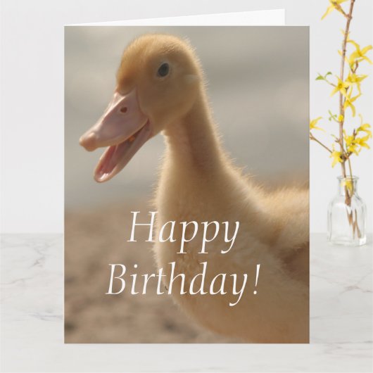 ベビーのアヒルの誕生日の大きい挨拶状 カード (黄色い花)
