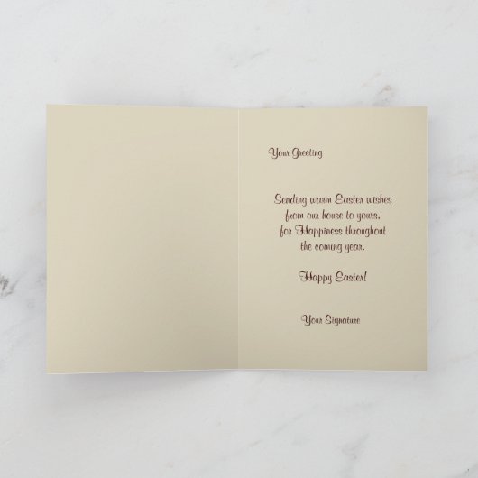 ベビーのアヒルを持つイースター挨拶の女の子 シーズンカード (内部)