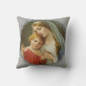 ベビーのイエス・キリストのリースを握っている賛美された母 クッション (裏面)