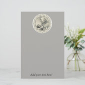 ベビーのイエス・キリストのレースのボーダーを持つ賛美された聖母マリア 便箋 (スタンド正面)