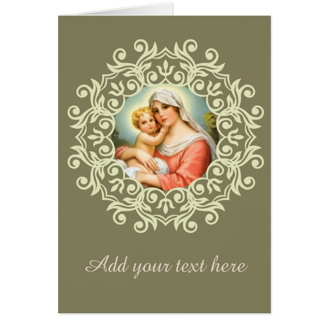 ベビーのイエス・キリストのレースを持つ聖母マリアマドンナ (正面)