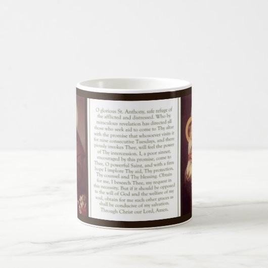 ベビーのイエス・キリストの祈りの言葉が付いているパドゥアのSt Anthony コーヒーマグカップ (中央)