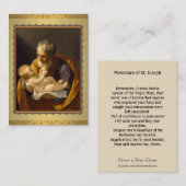 ベビーのイエス・キリストMemorareの祈りの言葉を握っているセントジョーゼフ 名刺 (正面/裏面)