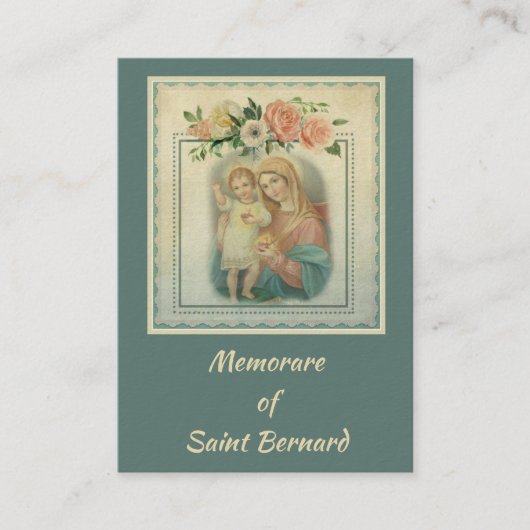 ベビーのイエス・キリストMemorareの神聖なカードを持つ聖母マリア 名刺 (正面)