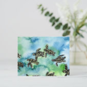 ベビーのウミガメのハ虫類の動物の野性生物の絵画 ポストカード (スタンド正面)