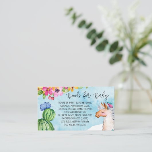 ベビーのエンクロージャ車のための青いラマおよびサボテンの本 エンクロージャーカード (スタンド正面)