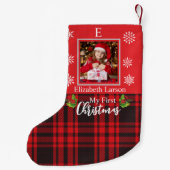 ベビーのカスタム写真ファーストクリスマスモノグラム写真 スモールクリスマスストッキング (裏面)