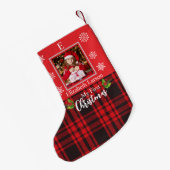 ベビーのカスタム写真ファーストクリスマスモノグラム写真 スモールクリスマスストッキング (裏面 (吊り時))