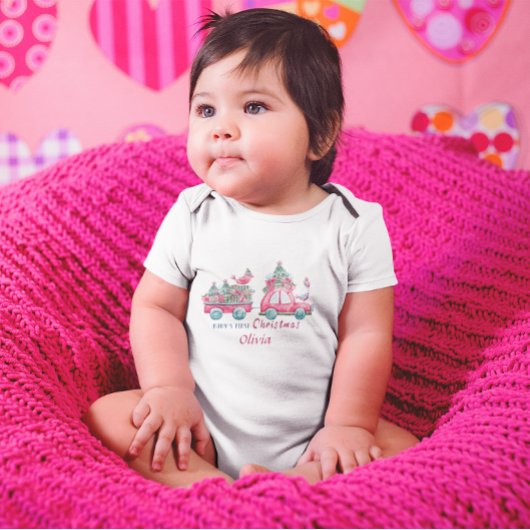 ベビーのカスタム初めてのクリスマスツリーキュートバーディ ベビーボディスーツ