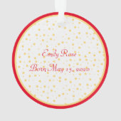ベビーのカスタム初めてのクリスマス赤いバナー写真 オーナメント (裏面)