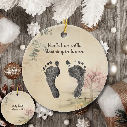 ベビーのカスタム足プリントヴィンテージメモリ セラミックオーナメント