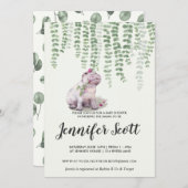 ベビーのカバのジャングルのベビーシャワーの招待状 招待状 (正面/裏面)