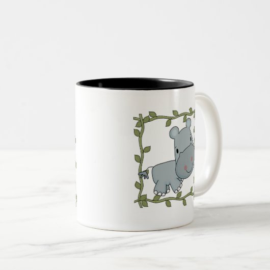 ベビーのカバのTシャツおよびギフト ツートーンマグカップ (正面右)