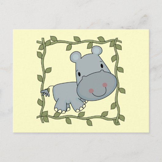 ベビーのカバのTシャツおよびギフト ポストカード (正面)