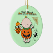 ベビーのカボチャハロウィンの私の第1円形のオーナメント セラミックオーナメント (右)