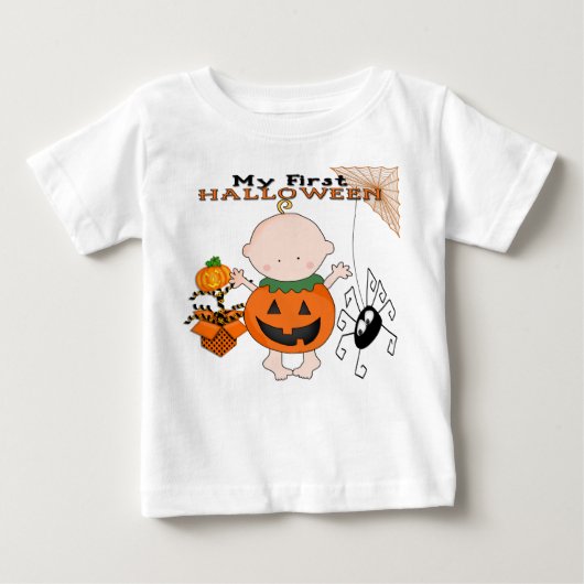 ベビーのカボチャ私の第1ハロウィンの乳児のTシャツ ベビーTシャツ (正面)
