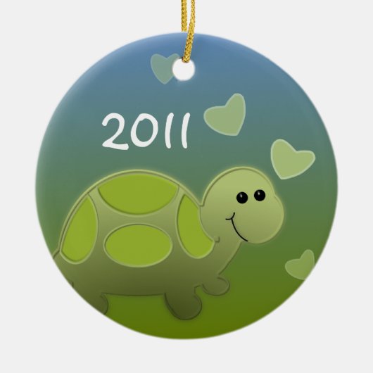 ベビーのカメの写真 セラミックオーナメント (正面)