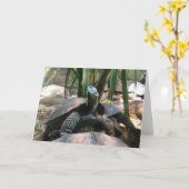 ベビーのカメの挨拶状#2 (中メッセージ) カード (黄色い花)