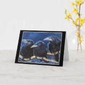 ベビーのカラス-元の芸術の挨拶状 カード (黄色い花)