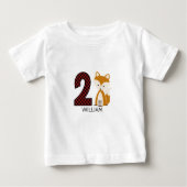 ベビーのキツネの格子縞の第2誕生日のワイシャツ ベビーTシャツ (正面)