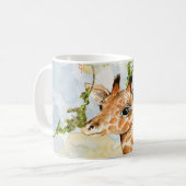 ベビーのキリンのアフリカのサバンナ動物の茶色の金ゴールド コーヒーマグカップ (正面左)