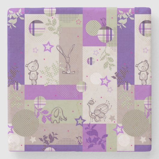 ベビーのキルトパターン ストーンコースター (正面)