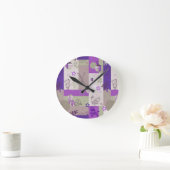 ベビーのキルトパターン ラウンド壁時計 (ホーム)