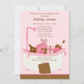 ベビーのギフトのたらいの女の子のベビーシャワーの招待状 招待状 (正面)