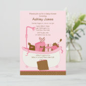 ベビーのギフトのたらいの女の子のベビーシャワーの招待状 招待状 (スタンド正面)