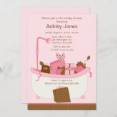 ベビーのギフトのたらいの女の子のベビーシャワーの招待状 招待状 (正面/裏面)