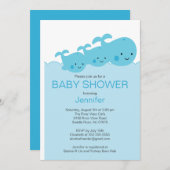 ベビーのクジラの対のベビーシャワー招待状 招待状 (正面/裏面)
