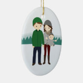 ベビーのクリスマスのオーナメントを持つかわいい家族 セラミックオーナメント (右)