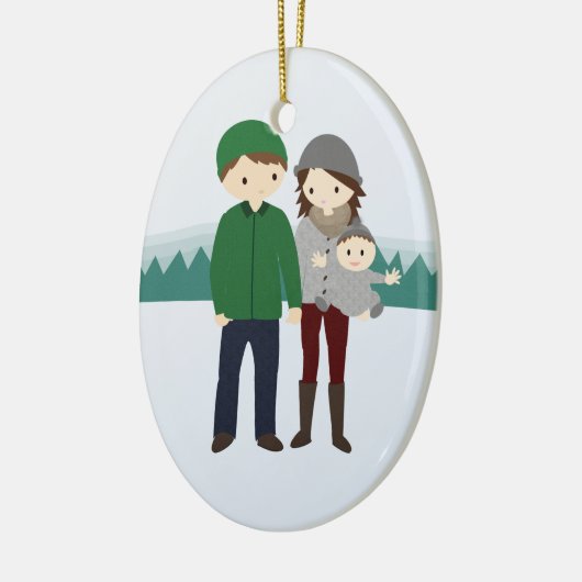 ベビーのクリスマスのオーナメントを持つかわいい家族 セラミックオーナメント (左)