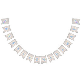 ベビーのグレースブルーとピンクの赤ストライプのちゃんシャワー バンティングフラッグ