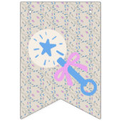 ベビーのグレースブルーとピンクの赤ストライプのちゃんシャワー バンティングフラッグ (第1の旗)