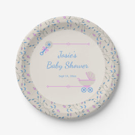 ベビーのグレースブルーとピンク ペーパープレート