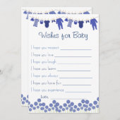 ベビーのゲームのための海軍ベビーシャワーの願い 招待状 (正面/裏面)