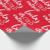 ベビーのコールドアウトサイドスクリプトパターン |赤い休日 ラッピングペーパー (角)