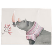 ベビーのサイ及び小鳥の色彩の鮮やかな女の子のベビー ラージペーパーバッグ (裏面)