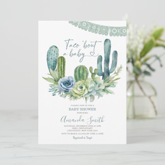 ベビーのサボテンの赤ちゃんシャワーを見よう 招待状 (スタンド正面)