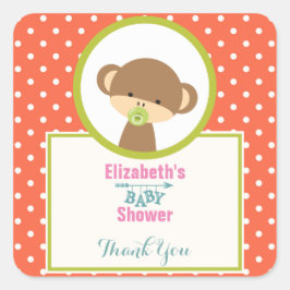 ベビーのサルおしゃぶり水玉模様シャワー スクエアシール