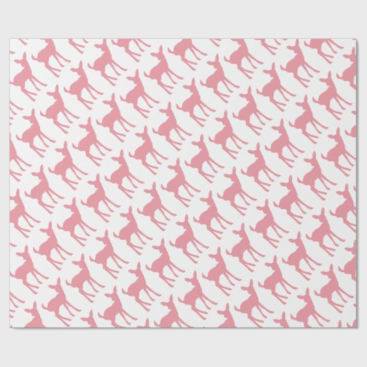 ベビーのシカのピンクの森林テーマの女の子のベビーシャワー ラッピングペーパー (フラット)