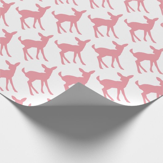 ベビーのシカのピンクの森林テーマの女の子のベビーシャワー ラッピングペーパー (角)