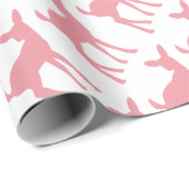 ベビーのシカのピンクの森林テーマの女の子のベビーシャワー ラッピングペーパー (ロールコーナー)