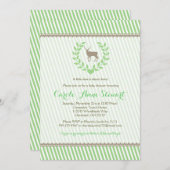 ベビーのシカのベビーシャワーの招待状-緑のニュートラル 招待状 (正面/裏面)