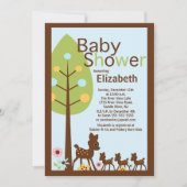 ベビーのシカの三重項の多数のベビーシャワーの招待状 招待状 (正面)