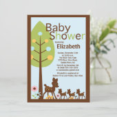 ベビーのシカの三重項の多数のベビーシャワーの招待状 招待状 (スタンド正面)