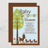 ベビーのシカの三重項の多数のベビーシャワーの招待状 招待状 (正面/裏面)