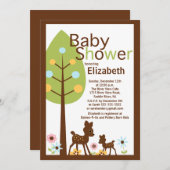 ベビーのシカの中立ベビーシャワーの招待状 招待状 (正面/裏面)
